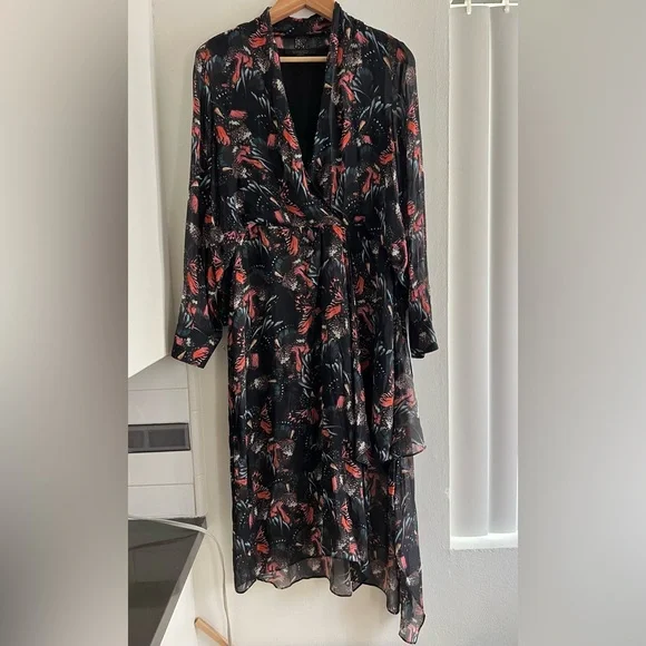 All Saints Valero Flutter Dress 8 - Picture 1 of 12